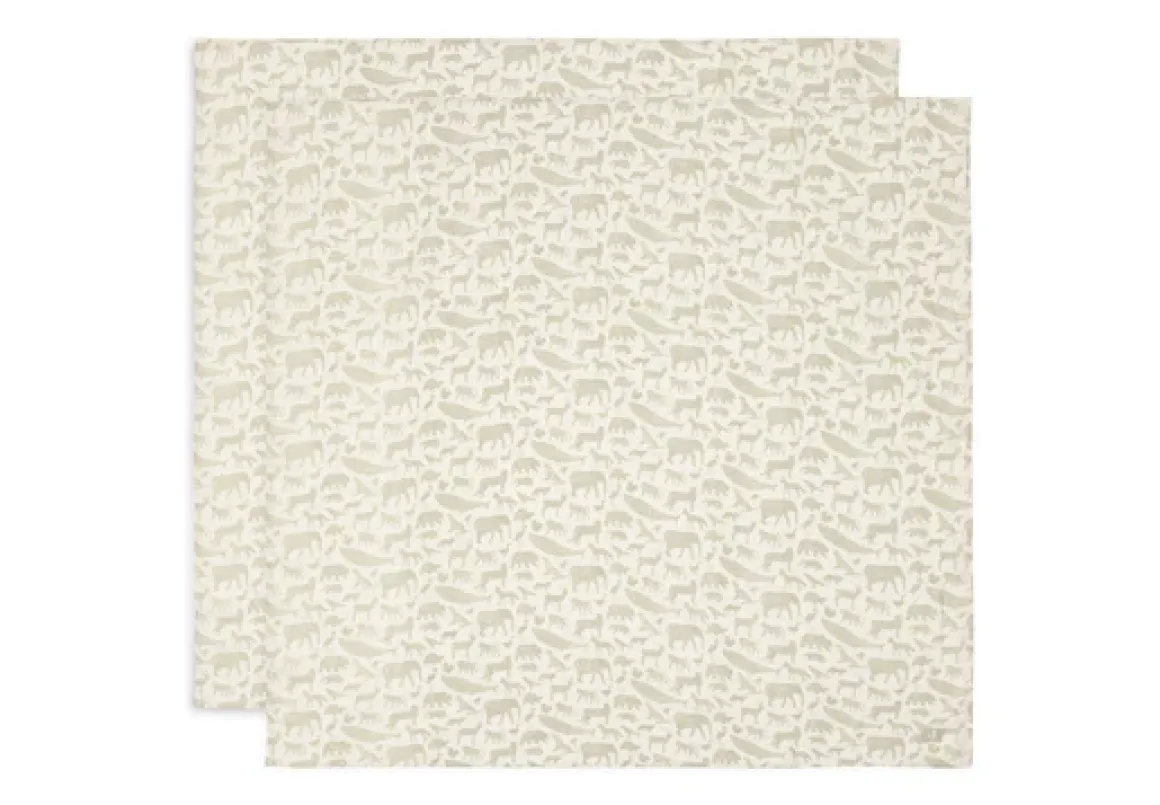 Jollein Hydrofiele Doek Large 115x115cm Animals Olive Green (2pack)