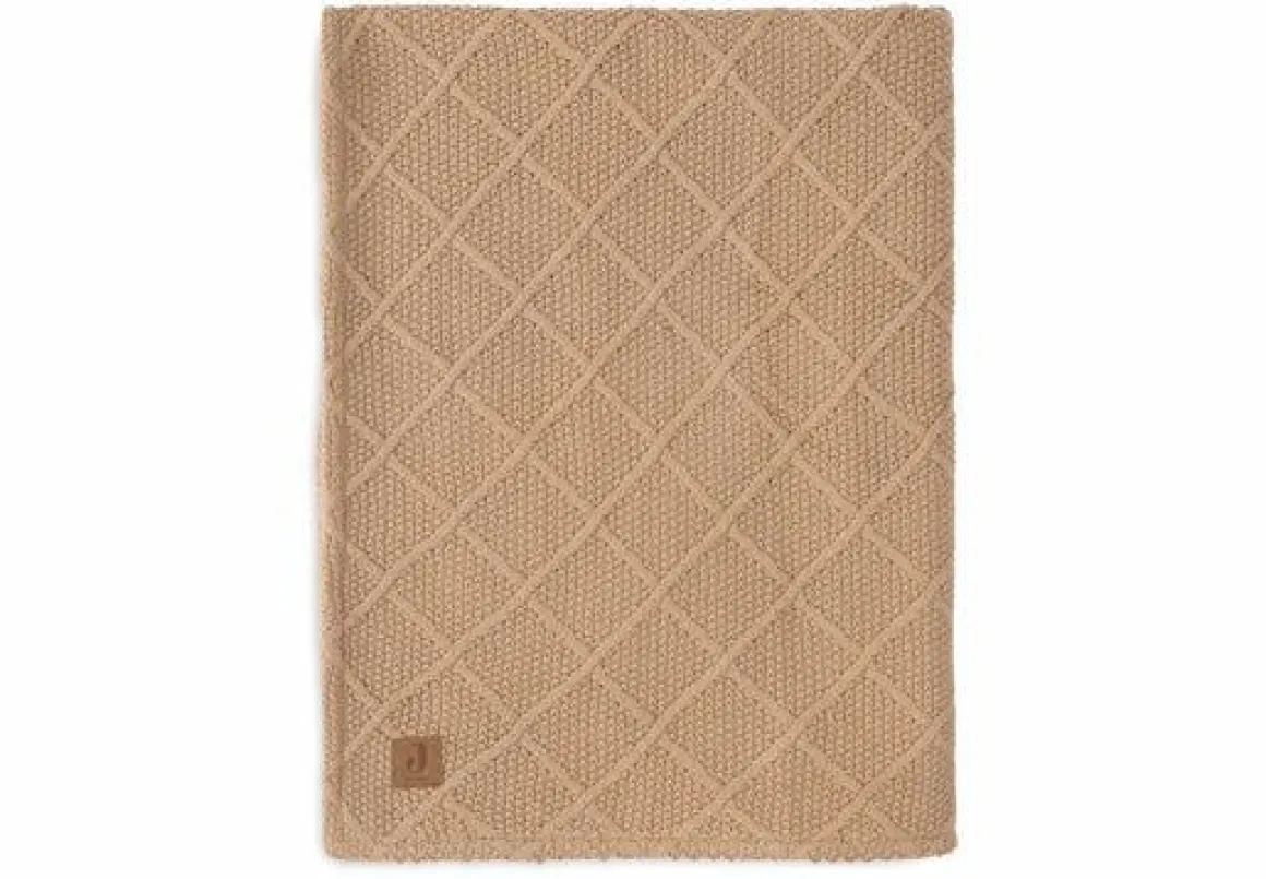 Jollein Ledikantdeken 100 x 150 cm Check Knit Biscuit/Teddy Fleece