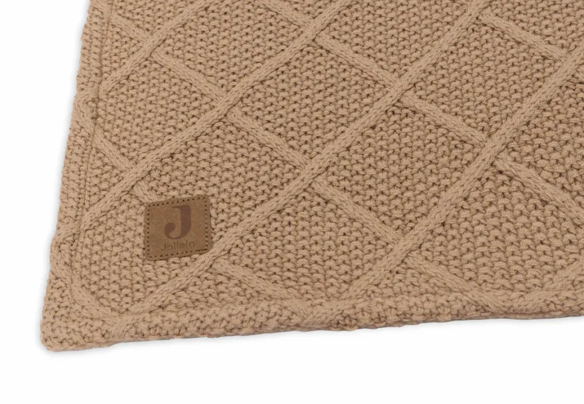 Jollein Ledikantdeken 100 x 150 cm Check Knit Biscuit/Teddy Fleece