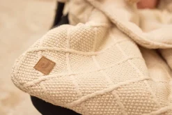 Jollein Voetenzak Groep 0+ Autostoel 3/5 Punts Gordel Check Knit Oatmeal