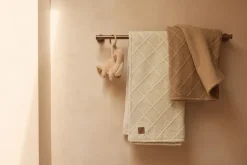 Jollein Wiegdeken 75 x 100 cm Check Knit Oatmeal/Teddy Fleece