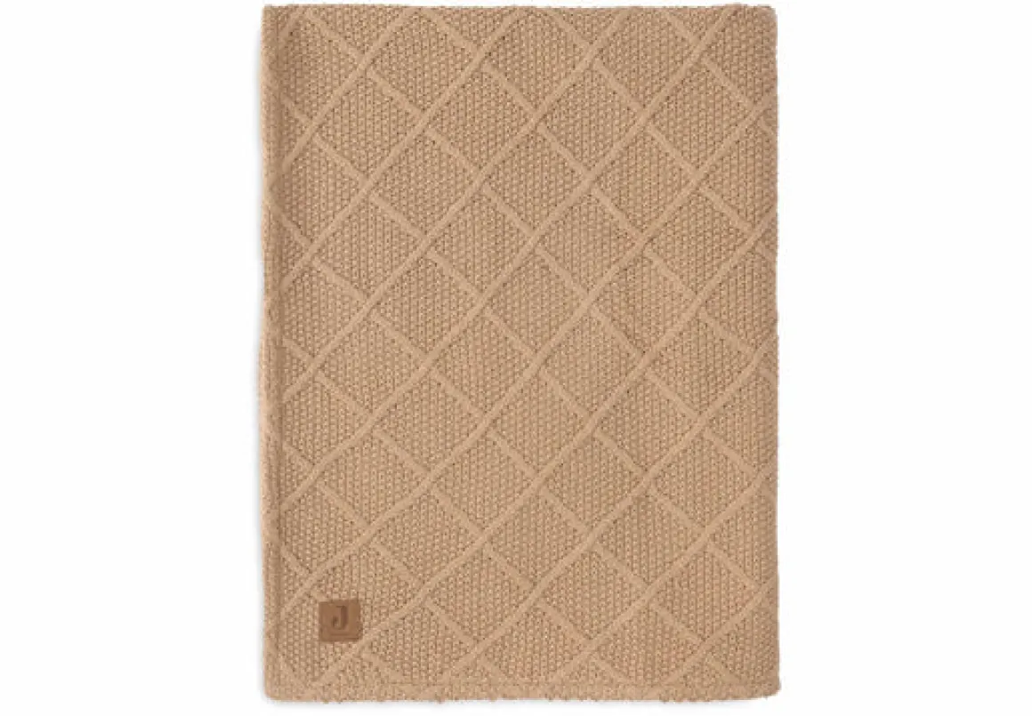 Jollein Wiegdeken 75 x 100 cm Check Knit Biscuit/Teddy Fleece
