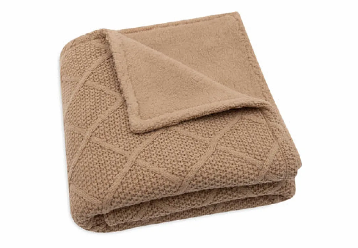 Jollein Wiegdeken 75 x 100 cm Check Knit Biscuit/Teddy Fleece