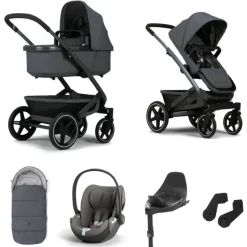 Joolz Kinderwagen 3 In 1 Geo3 Stone Grey + Isofix Base + Voetenzak