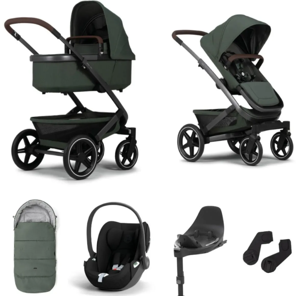 Joolz Kinderwagen 3 In 1 Geo3 Forest Green + Isofix Base + Voetenzak