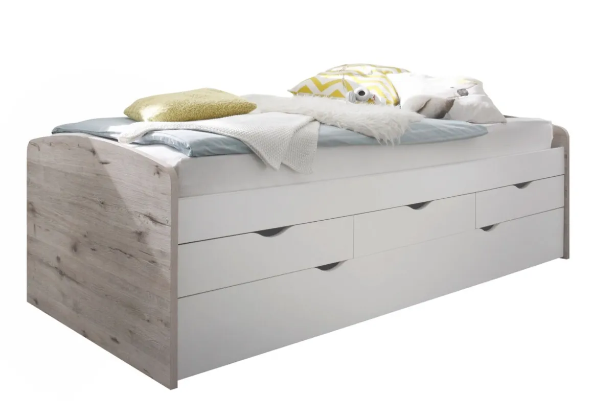 Kajuitbed Nessi Zand Eiken Wit 90 x 200 cm