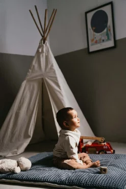 Koeka Boxkleed Wafel Amsterdam Bluestone/Natural 75x95