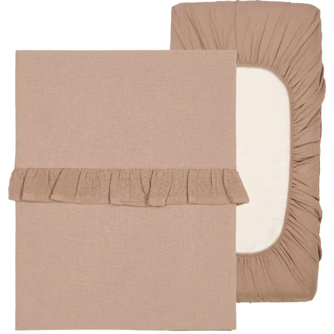 Koeka Wieglaken & Hoeslaken Set Ruffle Faro Caffe One Size
