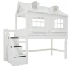 Lifetime Halfhoogslaper Hutbed Met Trapkast Lake House Wit Gelakt