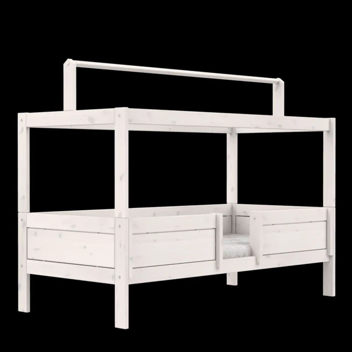 Lifetime 4-in-1 Bed met Dakframe voor Stofdak met Deluxe Lattenbodem Whitewash