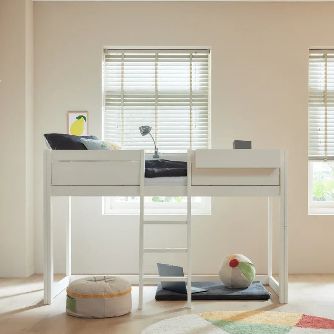 Lifetime 4-in-1 Bed met Dakframe voor Stofdak met Deluxe Lattenbodem Whitewash