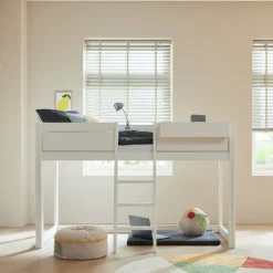 Lifetime 4-in-1 Bed met Dakframe voor Stofdak met Standaard Lattenbodem Whitewash