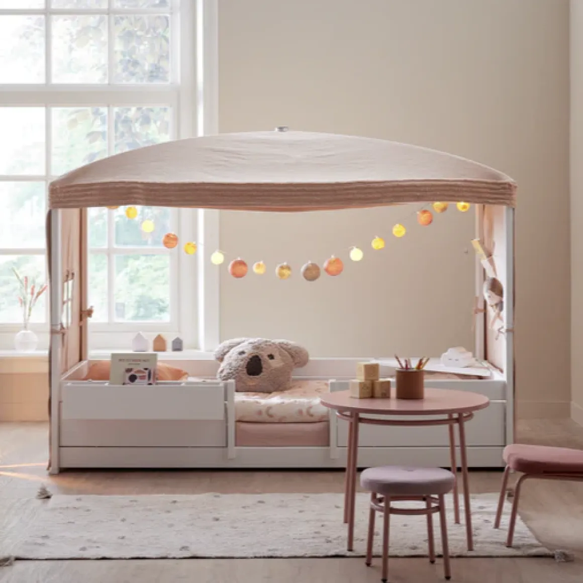 Lifetime 4-in-1 Hemelbed met Standaard Lattenbodem Whitewash