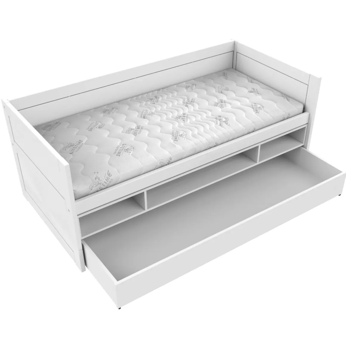 Lifetime Original Kajuitbed met Bedlade en Opbergbox met Standaard Lattenbodem Wit