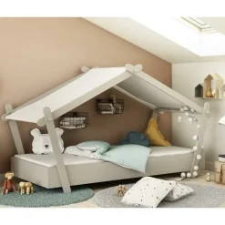 Lodge Bed 90x200 cm Lichtgrijs