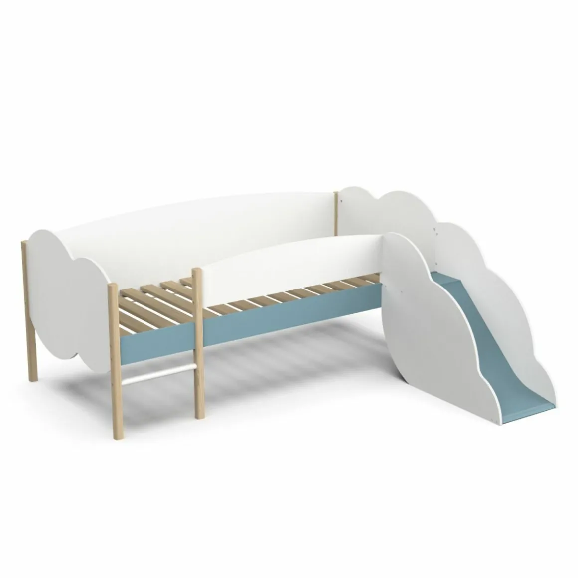 Longane Bed & Glijbaan Mat Wit/Blauw