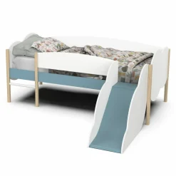 Longane Bed & Glijbaan Mat Wit/Blauw