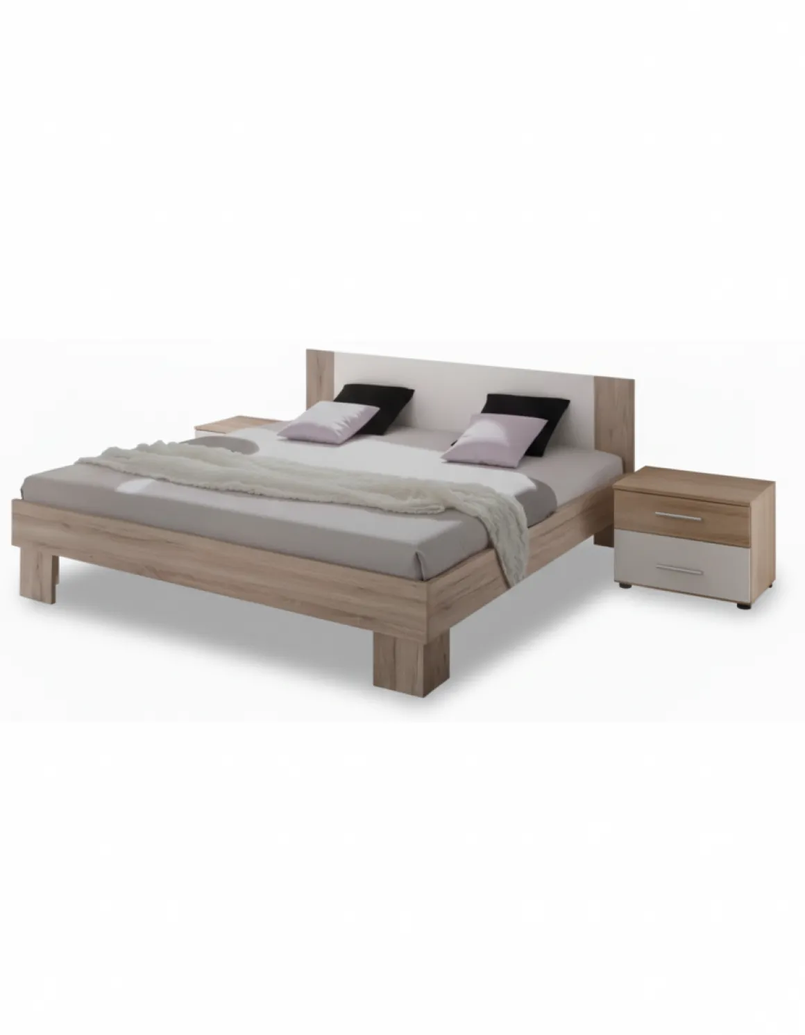 Martina Bed 160x200 + Nachtkastje Eiken Wit