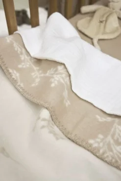 Meyco Baby Branches Ledikant Deken Geweven Sand 100x150 cm