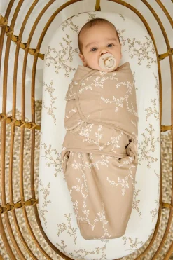 Meyco Baby Branches Swaddlemeyco Inbakerdoek Gevoerd Sand 0-3 Maanden