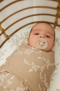 Meyco Baby Branches Swaddlemeyco Inbakerdoek Gevoerd Sand 0-3 Maanden