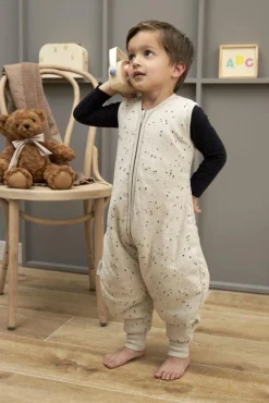 Meyco Baby Rib Spot Baby Winter Slaapoverall Jumper - Sand Melange - 80 cm