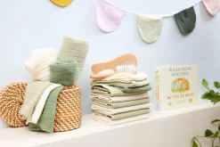 Meyco Baby Uni Hydrofiele Doeken 3-pack Natural/Soft Olive/Olive Green 70x70cm