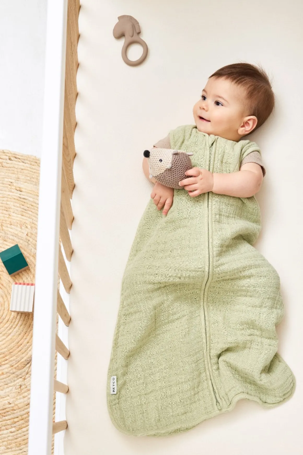 Meyco Baby Uni Zomerslaapzak Hydrofiel Soft Olive 60cm