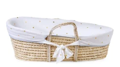 Moses Mand Naturel + Matras + Jersey Hoes Goud Stippen