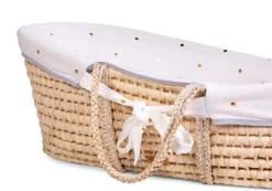 Moses Mand Naturel + Matras + Jersey Hoes Goud Stippen