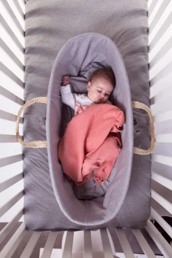 Moses Mand Raffia + Matras + Jersey Hoes Grijs