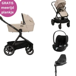 Nuna Kinderwagen 3 in 1 DEMI™ next Biscotti + Autostoel Cloud T I Size + Cybex Draaibare Base T