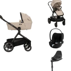 Nuna Kinderwagen 3 in 1 DEMI™ next Biscotti + Autostoel Cloud T I Size + Cybex Draaibare Base T