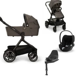 Nuna Kinderwagen 3 in 1 DEMI™ next Thunder + Autostoel Cloud T I Size + Cybex Draaibare Base T