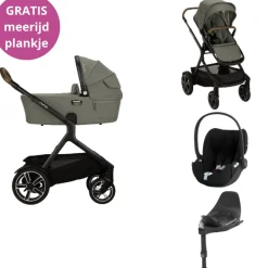 Nuna Kinderwagen 3 in 1 DEMI™ next Pine + Autostoel Cloud T I Size + Cybex Draaibare Base T
