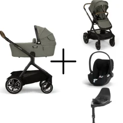 Nuna Kinderwagen 3 in 1 DEMI™ next Pine + Autostoel Cloud T I Size + Cybex Draaibare Base T