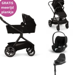 Nuna Kinderwagen 3 in 1 DEMI™ next Caviar + Autostoel Cloud T I Size + Cybex Draaibare Base T