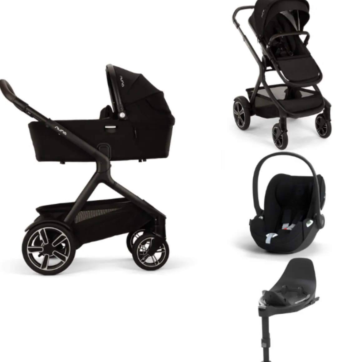 Nuna Kinderwagen 3 in 1 DEMI™ next Caviar + Autostoel Cloud T I Size + Cybex Draaibare Base T