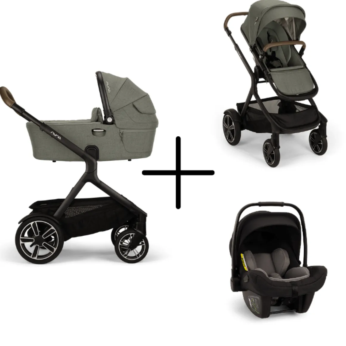 Nuna Kinderwagen 3 in 1 DEMI™ next Pine + Autostoel PIPA™ next