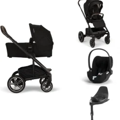Nuna Kinderwagen 3 in 1 MIXX™ next Caviar + Autostoel Cloud T I Size + Cybex Draaibare Base T