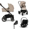 Nuna Kinderwagen 3 in 1 MIXX™ Next Biscotti + Autostoel Cloud T I Size + Cybex Draaibare Base T
