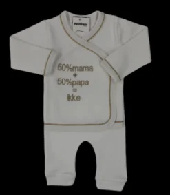 Petit Villain Kleding Setje 50% Mama 50% Papa Ecru 2-Delig