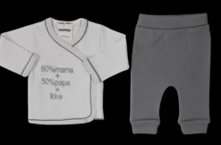 Petit Villain Kleding Setje 50% Mama 50% Papa Wit/Grijs 2-Delig