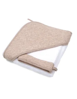 Poetree Kids Badcape & Washandje Chevron Light Camel