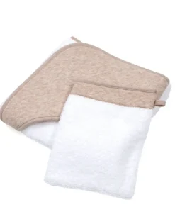 Poetree Kids Badcape & Washandje Chevron Light Camel