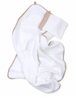 Poetree Kids Badcape & Washandje Chevron Light Camel