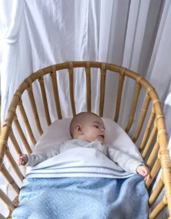 Poetree Kids Ledikant Laken Chevron Denim Blue (110x140cm)