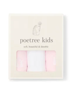 Poetree Kids Tetra Hydrofiele Doekjes Licht Roze & Wit 60x60cm