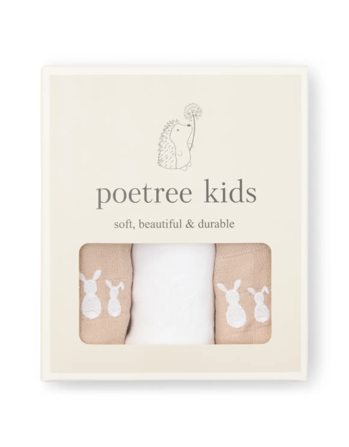 Poetree Kids Tetra Hydrofiele Doekjes Camel & White 60x60cm
