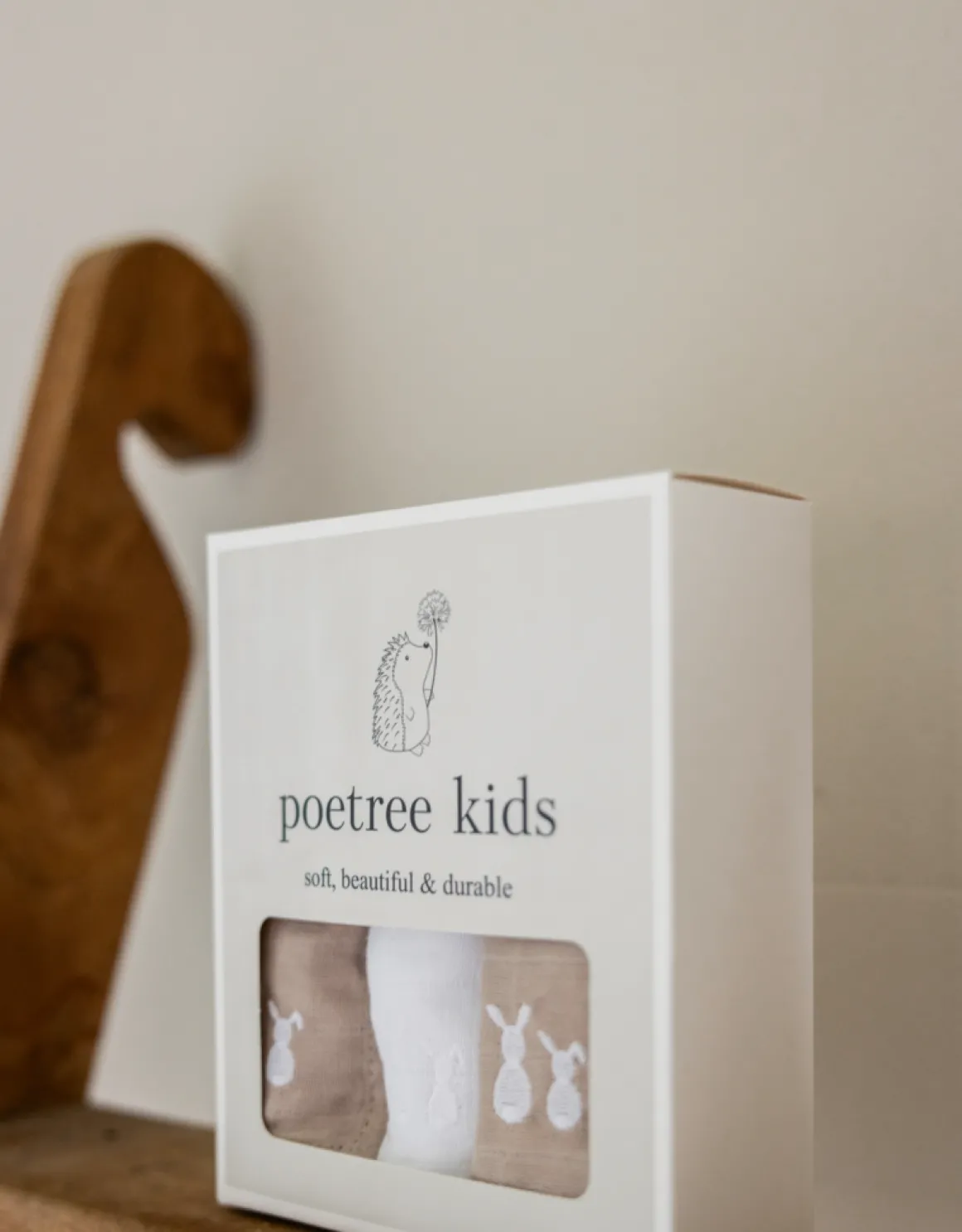 Poetree Kids Tetra Hydrofiele Doekjes Camel & White 60x60cm
